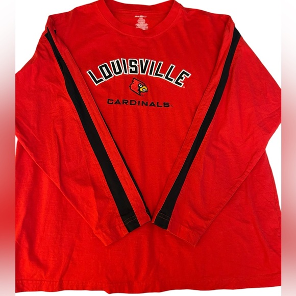 University of Louisville Cardinals LS Shirt Men’s XL Striped‎ Sleeves Red Black - Picture 1 of 8